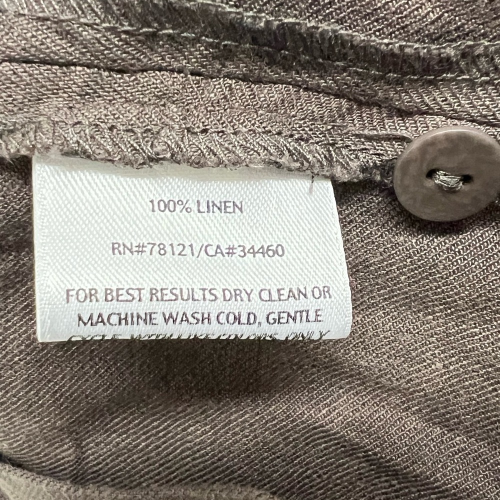 EILEEN FISHER WASHED LINEN TWILL BROWN WIDE LEG TROUSERS SIZE XL NWT - Picture 6 of 7
